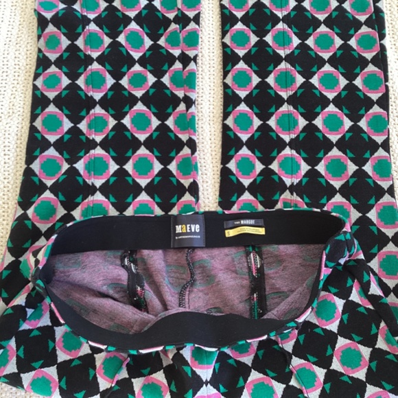 Maeve by Anthropologie The Margot Kick Flare Cropped Pants Stretch Geometric - Picture 8 of 14